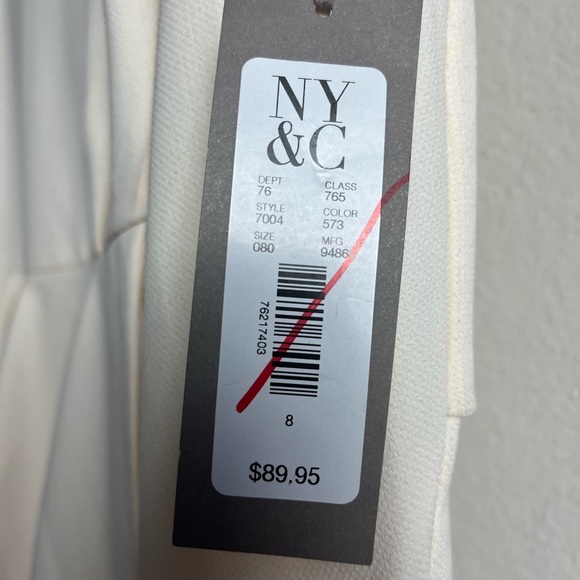 EVA MENDES FOR NEW YORK & COMPANY IVORY RUFFLE WAIST SKIRT WITH SLIT SIZE 8 NWT - Picture 2 of 8